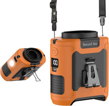 Load image into Gallery viewer, Socool 10000mAh Portable Waist Fan Clip on Wearable Belt Personal Fan Rechargeable Battery Operated with 5 Speeds &amp; Flashlight Neck Hands-Free 40H Cooling for Outdoor Travel Power Bank (Orange)
