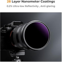 Load image into Gallery viewer, K&amp;F Concept 52mm ND1000000 Ultra Dark ND Camera Lens Filter 20-Stops Fixed Neutral Density Filter with 28 Multi-Layer Coatings Waterproof &amp; Scratch Resistant (Nano-X Series)
