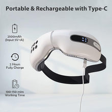 Load image into Gallery viewer, Eye Massager with Heat and Cooling for Migraines, Dry Eyes, Dark Circles, Rechargeable Bluetooth Music Heat Cold Eye Massager Improve Sleeping - Great Gifts for Woman and Man (White)
