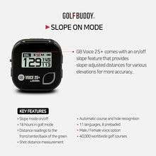 Load image into Gallery viewer, GOLFBUDDY Voice 2S+ Talking GPS Rangefinder, Clip on Hat Golf Navigation, Slope Mode on/Off, 18 Hours Battery Life, Shot Distance Measurement, Preloaded with 40,000 Courses Worldwide (Black)

