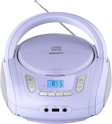 Radio CD Player with Bluetooth,FM Radio,USB MP3 Playback,AUX-in,Headphone Jack,CD-R/RW and MP3 CDs Compatible,Portable CD Players for Home or Outdoor