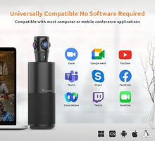 Load image into Gallery viewer, TOUCAN 360-Degree Video Conference Camera, 1080p HD Webcam with 4 Noise Reduction Mics, Speaker, AI Tracking, Works with Zoom, Google Voice, Microsoft Teams and More, for PC/Mac/Laptop/MacBook/Tablet
