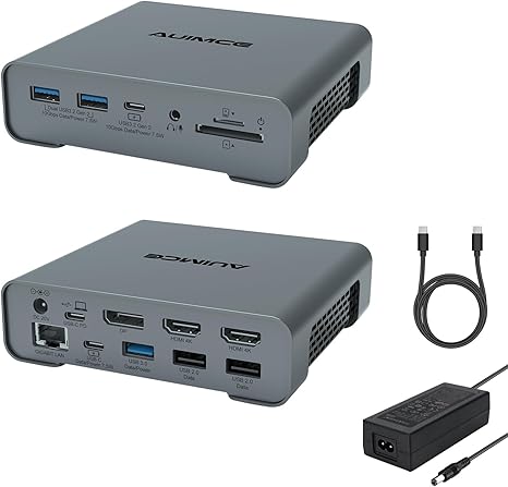 USB C Docking Station Dual Monitor 2 HDMI with Power Supply for Dell/HP/Lenovo/Surface Laptops,16 in 1 Laptop Docking Station with 4k/60Hz Displayport, Ethernet, SD/TF,8 USB C/A Ports