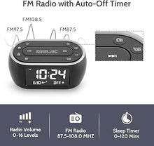 Load image into Gallery viewer, HOUSBAY Glow Small Alarm Clock Radio for Bedrooms with 7 Color Night Light, Dual Alarm, Dimmer, USB Charger, Battery Backup, Nap Timer, FM Radio with Auto-Off Timer for Bedside
