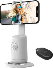 Load image into Gallery viewer, Auto Face Tracking Tripod, 360° Rotation Face Body Phone Camera Mount Smart Shooting Phone Tracking Holder with Remote,No App, Gesture Control,Smart Shooting Holder for Vlog, Streaming,Tiktok-White
