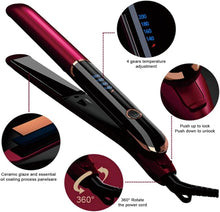 Load image into Gallery viewer, 1 Inch Anti Static Flat Iron Travel Straightener with Floating Ceramic Plates and Digital Controls Hair Straightener for Your Friend Or Your Family as a Gift
