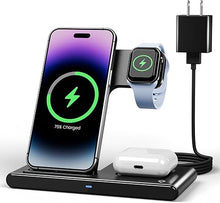 Load image into Gallery viewer, Wireless Charger iPhone Charging Station: 3 in 1 Charger Stand Multiple Devices for Apple - iPhone 16 15 14 Pro Max 13 12 11 - Watch 10 9 8 7 6 5 4 3 2 SE and Ultra Series - Airpods 4 3 2 Pro
