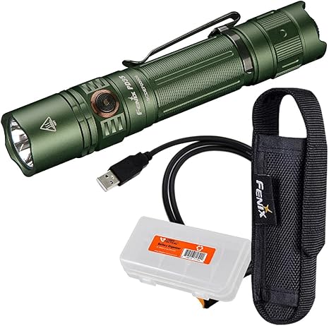 Fenix PD35 v3.0 Rechargeable Tactical Flashlight, 1700 Lumens EDC with Battery and LumenTac Organizer (Green)