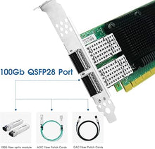 Load image into Gallery viewer, 100GbE Network Card with Mellanox ConnectX-5 Ex Chipset, Dual-Port PCI Express 4.0 (16GT/s) x16 Ethernet NIC Adapter Supports Windows Server/Linux/VMware
