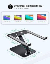 Load image into Gallery viewer, Foldable Laptop Stand, Height Adjustable Ergonomic Computer Stand for Desk, Aluminum Portable Laptop Riser Holder Mount Compatible with MacBook Pro Air, HP, Dell 10-16" (Black)
