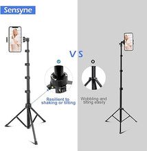 Load image into Gallery viewer, Sensyne 67" Phone-Tripod, Extendable Cell Phone Tripod Stand &amp; Selfie Stick with Wireless Remote and Phone Holder, Compatible with iPhone Android Phone, Camera
