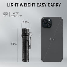 Load image into Gallery viewer, EDC Flashlight Rechargeable,1300 Lumen and 310M Long Throw LED Compact Pocket Flash Light with Magnetic Base, Waterproof Small Powerful Lighting for Camping, Hiking and Home Use-Black
