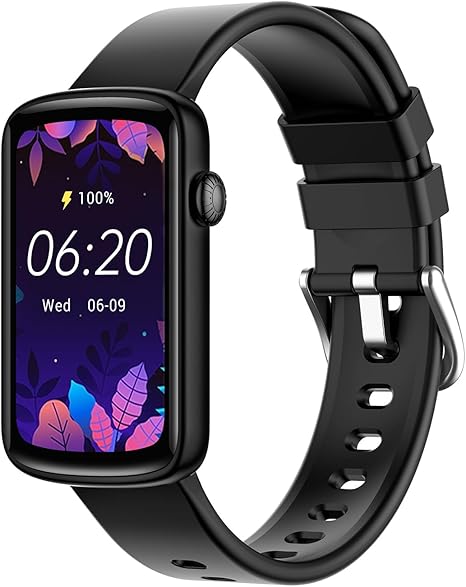 Smart Watches for Women, LYNN2 Fitness Tracker with Heart Rate Monitor Blood Oxygen/Sleep Tracker Pedometer, Slim Women Digital Watch for iOS/Android Phones Waterproof (Black)