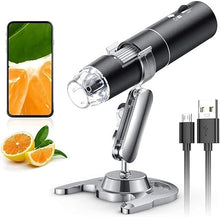 Load image into Gallery viewer, Wireless Digital Microscope, Skybasic 50X-1000X Magnification WiFi Portable Handheld Microscopes with Adjustable Stand HD USB Microscope Camera Compatible with iPhone Android iPad Windows Mac Computer
