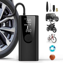 Load image into Gallery viewer, Tire Inflator Portable Air Compressor/Pump for Car Tires w/Digital Tire Pressure Gauge - Air Compressor (120 PSI) - Motorcycle, Electric Bike Pump and Bicycle Pump w/LED Light
