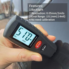 Load image into Gallery viewer, Paint Thickness Gauge | Digital Meter for Automotive Coating Thickness Gauge Tester | High Contrast Backlight LCD | Resolution 2mils | Auto Power Off | Auto Digital Calibration Data Hold Mini Size
