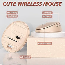 Load image into Gallery viewer, Wireless Keyboard and Mouse, KOOTOP Cute Keyboard and Mouse, 2.4G Wireless Keyboard with Retro Round Keycap for PC, Mac, Laptop,Computer Windows (Milk Tea)
