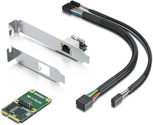 Load image into Gallery viewer, Mini PCIe 1G Gigabit Ethernet Network Card (Intel I210AT), with LED Light, 30-cm Cable Length
