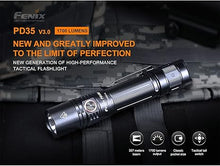 Load image into Gallery viewer, Fenix PD35 v3.0 Rechargeable Tactical Flashlight, 1700 Lumens EDC with Battery and LumenTac Organizer (Black)
