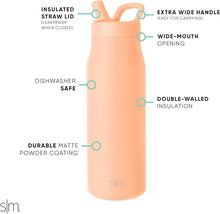Load image into Gallery viewer, Simple Modern Water Bottle with Straw lid | Insulated Stainless Steel Thermos | Reusable Travel Water Bottles for Gym &amp; Sports | Leak Proof &amp; BPA Free | Mesa Collection | 34oz, Bellini
