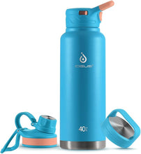 Load image into Gallery viewer, IDEUS Vacuum Insulated Water Bottle, 40 oz Stainless Steel Water Bottles with Straw and Spout Lid, Reusable Metal Water Bottle Leak Proof Gym Water Bottle, BPA-Free(Blue Atoll)
