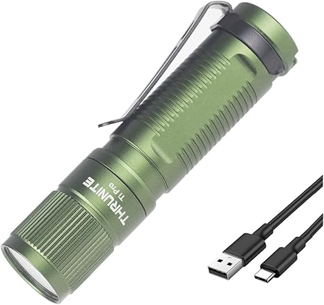 ThruNite Ti Pro Rechargeable Mini Flashlight, AA Battery Compatible, Max 1012 Lumens, Compact and Powerful for Outdoor and EDC - Dark Green Cool White