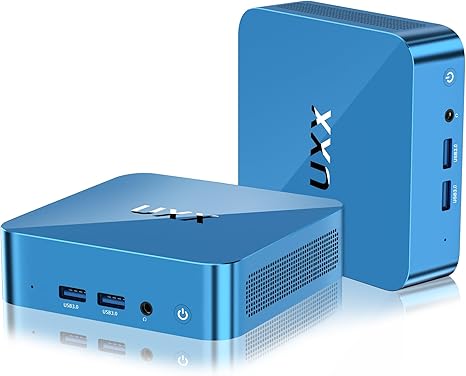 Mini PC, N5095 Desktop Computer, 8GB DDR4X RAM/256GB M.2 2280 SSD+Expandable M.2 2242 SSD+M.2 WiFi, 4K Triple Display with Mouse/USB/BT/LAN/HD/Type-C/Metal Frame, Blue