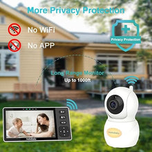 Load image into Gallery viewer, HelloBaby 720P 5.5&quot; HD Baby Monitor 2 Cameras and Audio, No WiFi, Split Screen Remote Pan Tilt Zoom Video Baby Monitor Wide View Range, 1080P Camera, Night Light, 4000mAh Battery, Time&amp;Clock
