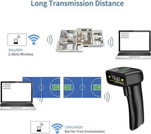 Load image into Gallery viewer, Symcode Wireless Handheld Barcode Scanner Versatile 2-in-1 (2.4Ghz Wireless+USB 2.0 Wired) 328 Feet Transmission Distance Rechargeable 1D Laser Automatic Bar Code Reader Scanner
