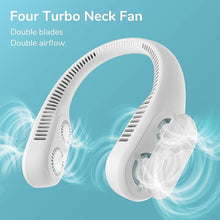 Load image into Gallery viewer, JISULIFE Four Turbo Neck Fan, Upgraded Portable Fan, Bladeless Personal Wearable Fan with USB Rechargeable, Low Noise, Strong Leafless Hand Free Fan Gift for Outdoor, Camping - Grey

