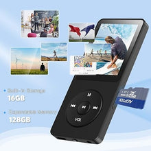 Load image into Gallery viewer, AGPTEK A02S MP3 Player Black + Aux Audio Cable
