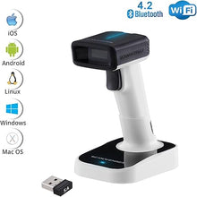 Load image into Gallery viewer, ScanAvenger Wireless Portable 1D&amp;2D with Stand Bluetooth Barcode Scanner: Hand Scanner 3-in-1, Cordless, Rechargeable Scan Gun for Inventory - USB Bar Code/QR Reader (1D&amp;2D Upgraded Next Gen Stand)
