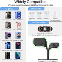 Load image into Gallery viewer, EXW Wireless Charging Station for Magsafe Charger,Charging Station for Multiple Devices,Wireless Charger for iPhone 16/15/14/13/12 Series,Apple Watch Series 1-9,AirPods with LED and Adapter (Black)
