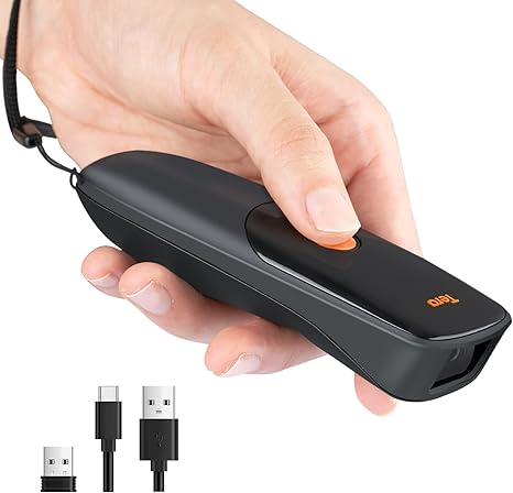 Tera Pro Extreme Performance 1D 2D QR Barcode Scanner Wireless Mini Portable Small 3-in-1 Compatible with Bluetooth & 2.4G Wireless & USB Wired Pocket Handheld Time Stamp Bar Code Reader Model 1300