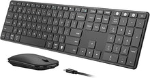 Load image into Gallery viewer, Wireless Bluetooth Keyboard and Mouse Combo (USB + Dual BT), seenda Multi-Device Rechargeable Slim Keyboard and Mouse, Compatible for Win 7/8/10, MacBook Pro/Air, iPad, Tablet - Black
