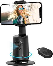 Load image into Gallery viewer, Auto Face Tracking Tripod, 360° Rotation Body Phone Camera Mount Smart Shooting Holder with Remote Selfie Stick, No App, Gesture Control, for Vlog, Tiktok
