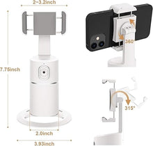 Load image into Gallery viewer, Auto Tracking Phone Holder,360° Rotation Face Body Track Mount,Tracking Tripod for Vlog Shooting Live Streaming,Build-in Battery,No APP Required(White)…
