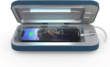 Load image into Gallery viewer, PhoneSoap Go Battery Powered UV Cell Phone Sanitizer &amp; Universal Phone Charger Box | Patented &amp; Clinically Proven 360-Degree UV Box for Smartphones | Disinfects &amp; Charges On The Go (Indigo)
