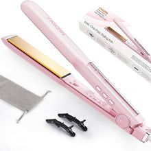 Load image into Gallery viewer, Professional Hair Straightener, 1.18 inch Ionic Titanium Plate, 20S Fast Heat Up Flat Iron with Clear LED Display, 2 in 1 Straightener and Curler Styling Tool for Straighten Hair (Pink)
