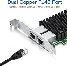Load image into Gallery viewer, 10Gb PCI-E Network Card NIC, Dual RJ45 Copper Ports, Compare to Intel X540-T2, with Intel X540-BT2 Chip, PCI Express X8, 10Gbase-T Ethernet LAN Adapter Support Windows Server/Windows/Linux/VMware ESX
