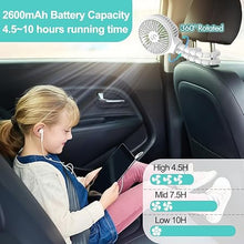 Load image into Gallery viewer, HomeLifairy Stroller Fan Battery Operated Fan Clip On Fan Rechargeable Handheld Personal Portable Fan Car Seat Fan for Baby Small Desk USB Mini Fan for Stroller Accessories
