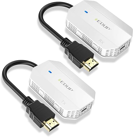 EDUP Wireless HDMI Transmitter and Receiver, Wireless HDMI Extender Kit, Plug & Play, 50M/165FT Long Range, for Streaming/Casting Video and Audio to Monitor from Laptop/PC/HDTV/Projector/Camera-White