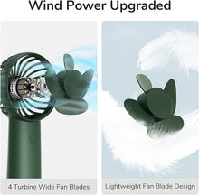 Load image into Gallery viewer, JISULIFE Handheld Fan, 4000mAh Small Portable Fan, Personal USB Rechargeable Pocket Fan [4-16H Working Time] Battery Operated Hand Fan with 3 Speeds for Outdoor/Travel, Summer Gift for Women Men-Green
