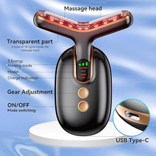 Load image into Gallery viewer, Neck Face Massager Device, Multifunctional Facial Massager for Skin Care and Double Chin with Vibration, Thermal, Electric (Black Gold)
