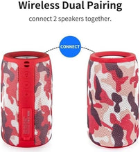 Load image into Gallery viewer, Bluetooth Speaker,MusiBaby Speaker,Wireless,Waterproof,Outdoor,Portable Speaker,Dual Pairing,Loud Stereo,Booming Bass,1500 Min Playtime Wireless Speaker for Home,iPhone,Party,Gifts(Camo Red)

