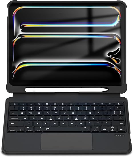 Magic Wireless Keyboard with Case for iPad Air 6 11 inch, Magnetic Keyboard Case for iPad Pro 1/2/3/4, Keyboard Case for iPad Air 4/5 10.9 inch with Touchpad, Pencil Holder, 2 BT Device Connection