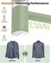 Load image into Gallery viewer, Handheld Steamer for Clothes, 1200W Foldable Travel Steamer, 20 Sec Preheat Garments Wrinkle Remover, 120V Portable Hand Steamer with 150ml Water Tank, Clothes Steamer for Home Travel-GREEN
