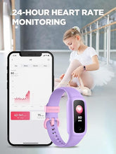 Load image into Gallery viewer, BIGGERFIVE Vigor 2 L Kids Fitness Tracker Watch for Girls Ages 5-15, IP68 Waterproof, Activity Tracker, Pedometer, Heart Rate Sleep Monitor, Calorie Step Counter Watch, Lilac
