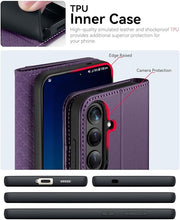 Load image into Gallery viewer, OCASE Compatible with Galaxy S25 Wallet Case, PU Leather Flip Folio Case with Card Holders RFID Blocking Kickstand [Shockproof TPU Inner Shell] Protective Phone Cover 6.2 Inch 2025, Dark Purple
