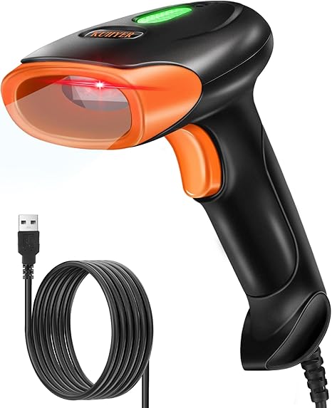 KUIIYER USB Barcode Scanner, 2D QR 1D Bar Code Scanners Wired Handheld Barcode Reader with Updated 800 X 600 Pixel CMOS, Compatible with Square POS System, Plug & Play for Library, Supermarket & More